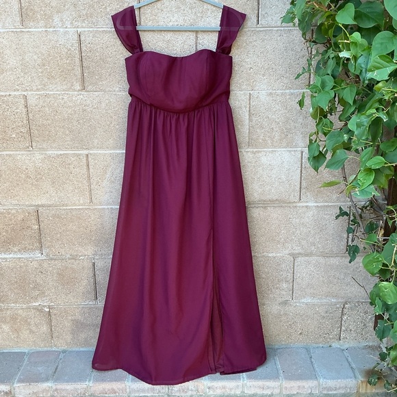 NWOT Birdy Grey August Convertible Maxi Dress Cabernet Strapless Wedding Large - Picture 2 of 11